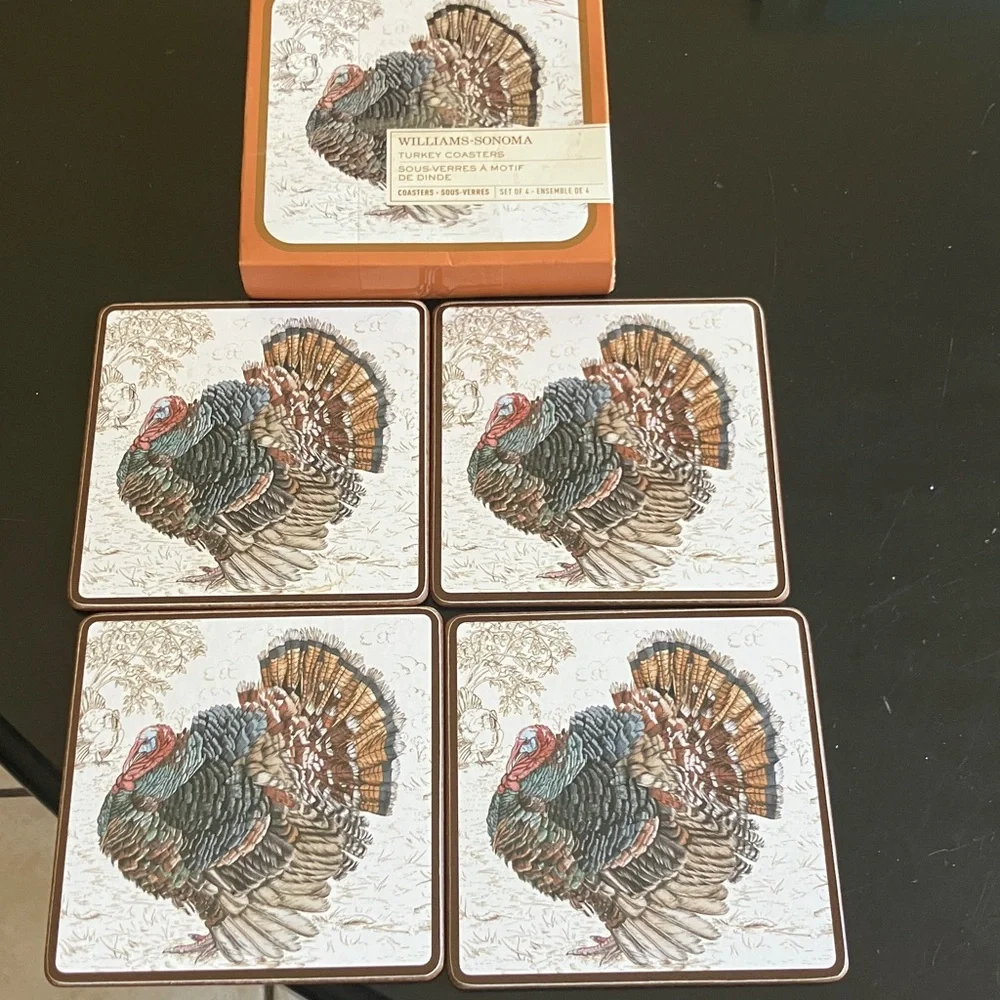 Williams Sonoma Multicolor Turkey Coasters